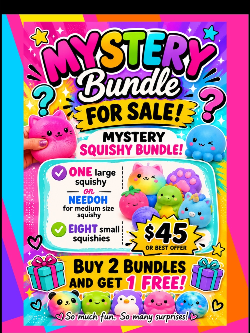 Mystery Squishy Bundle - Pink & Multicolor Sensory Toys